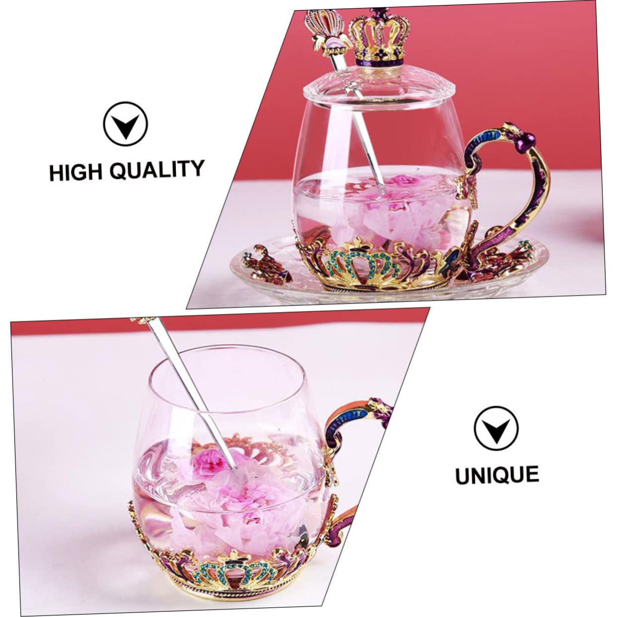 Mipcase Vidrio Taza de Té con Diseño Ergonómico Resistente al Calor y Frío