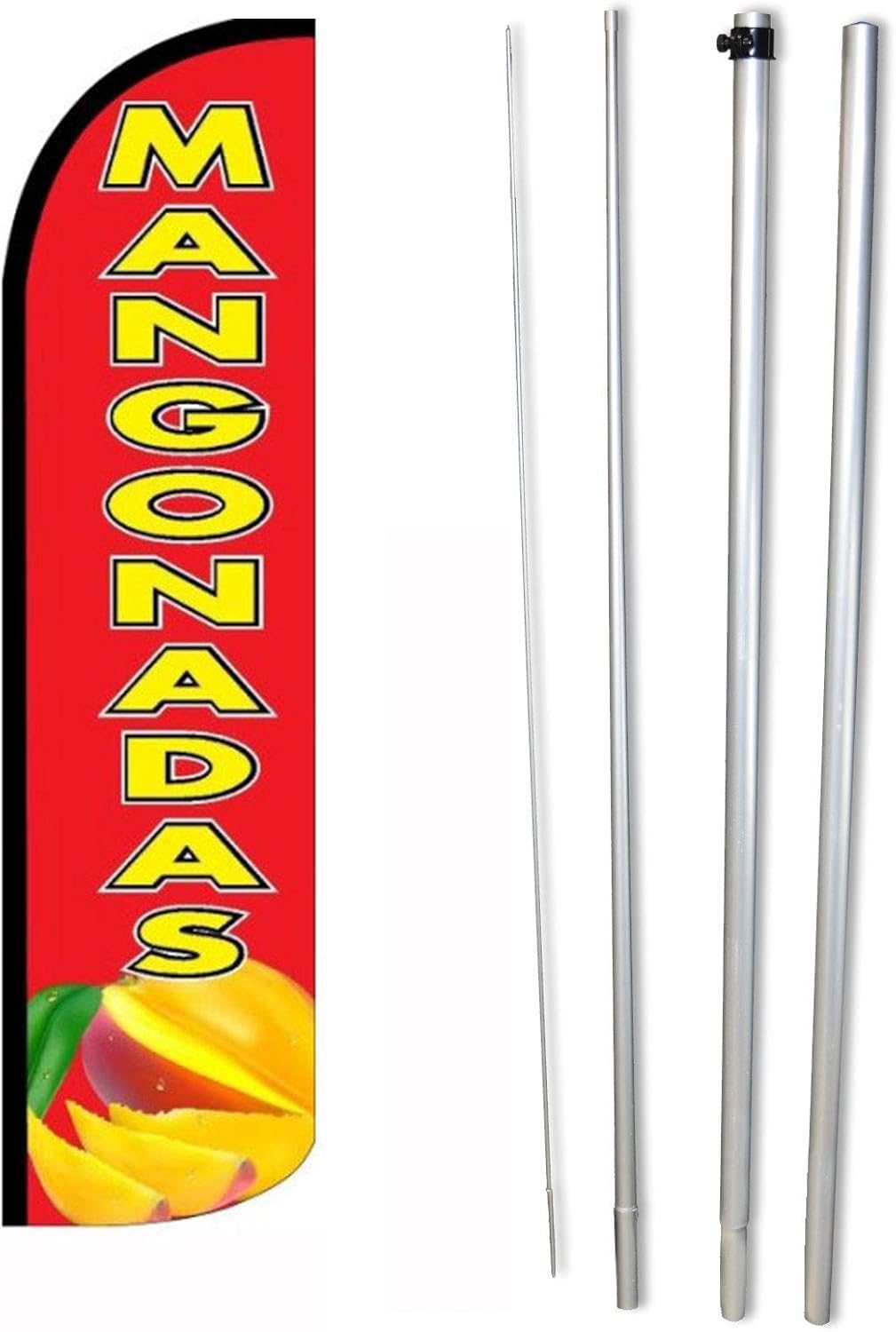 NEOPlex - "Mangonadas" Feather Flag and Pole Set - Includes 12' Windless Swooper Feather Flag, and 15-Foot Flagpole (NO Mount)