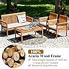 Tangkula 4 Piece Outdoor Acacia Wood Sofa Set with Water Resistant Cushions, Padded Patio Conversation Table Chair Set w/Coffee Table for Garden, Backyard, Poolside (1) #5