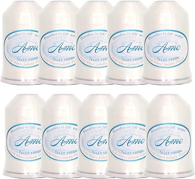 40S/2 Soluble Thread 1000M/Spool Dissolves Quickly in 20C Water Biodegradable Eco-Friendly Quilting, Sewing, Crafts, Balloon String, Hanging Tags White-10 Rolls/Set