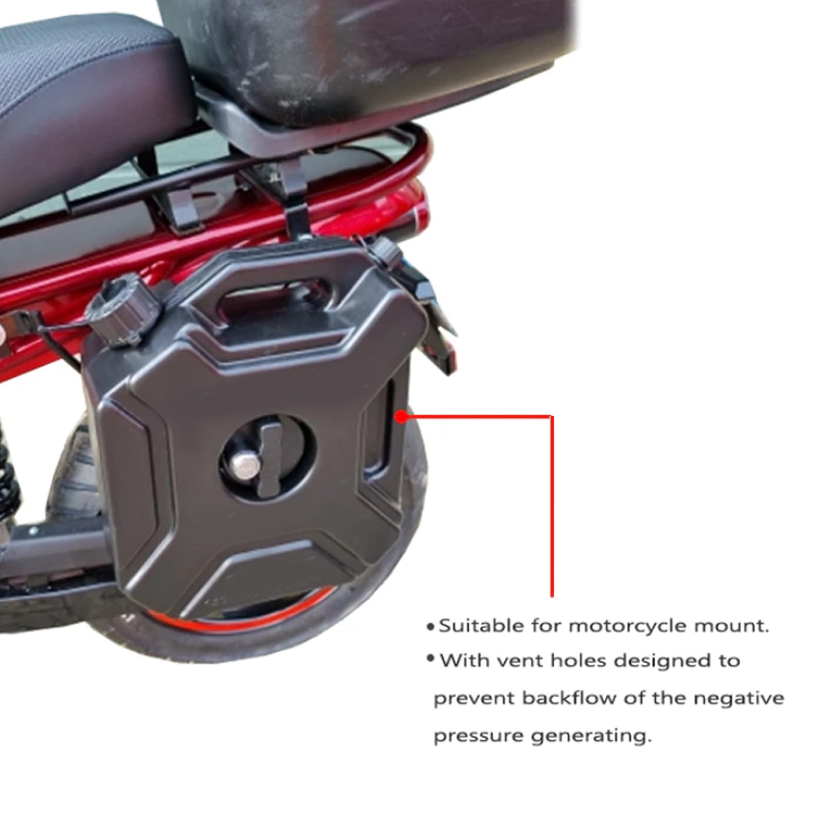 Kraftstoffvorratstank, 6 l, 1,6 Gallonen, schwarzer Benzinkanister, Benzinbehälter, Backup-Heizöltank für Motorrad, UTV, ATV, Geländewagen (Ohne Halterung)