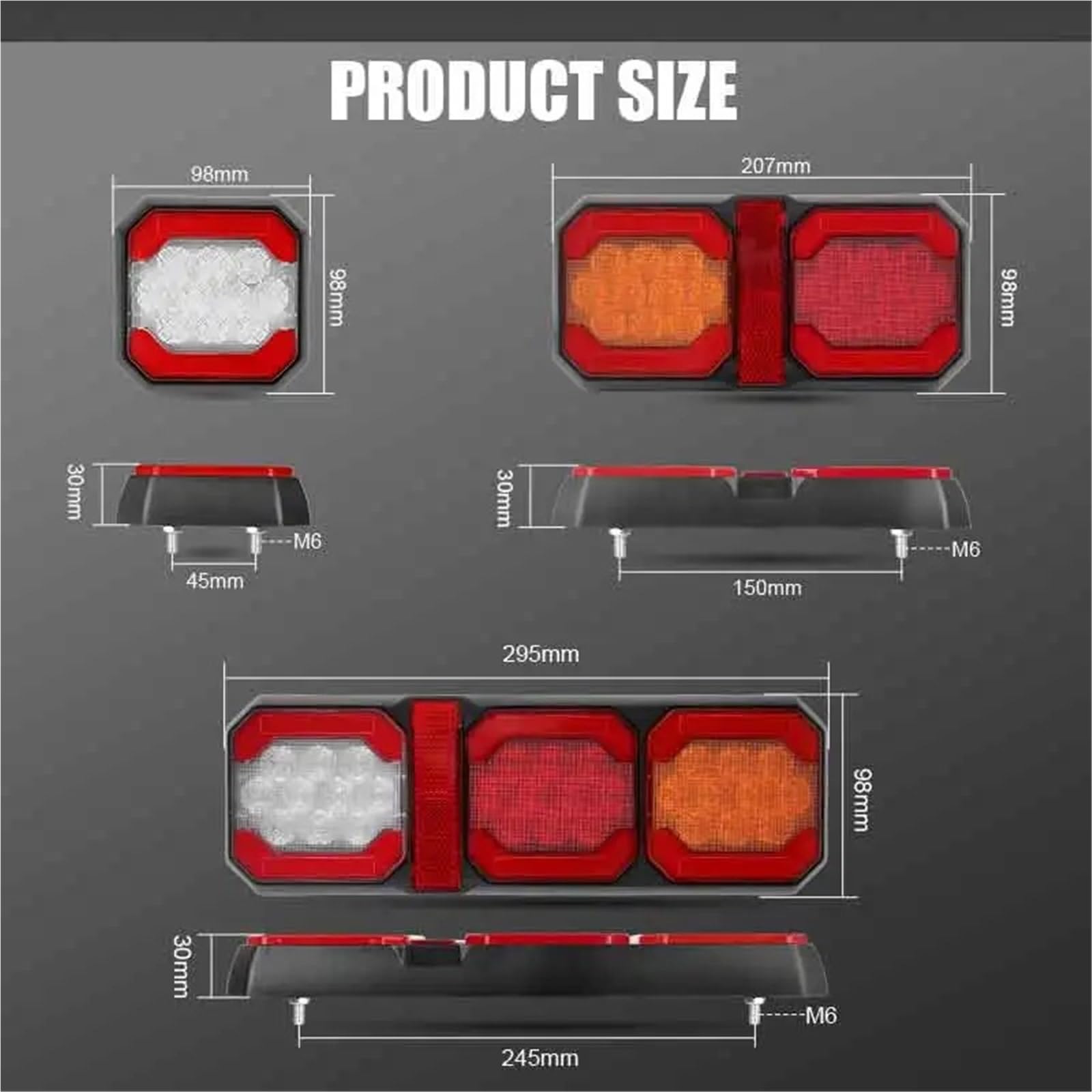 Luz Trasera Kit Luces Traseras LED Para Parachoques Trasero Luz Gálibo Luz Freno Roja Impermeable Para Remolque Carga Furgoneta RV Señal Giro Amarilla