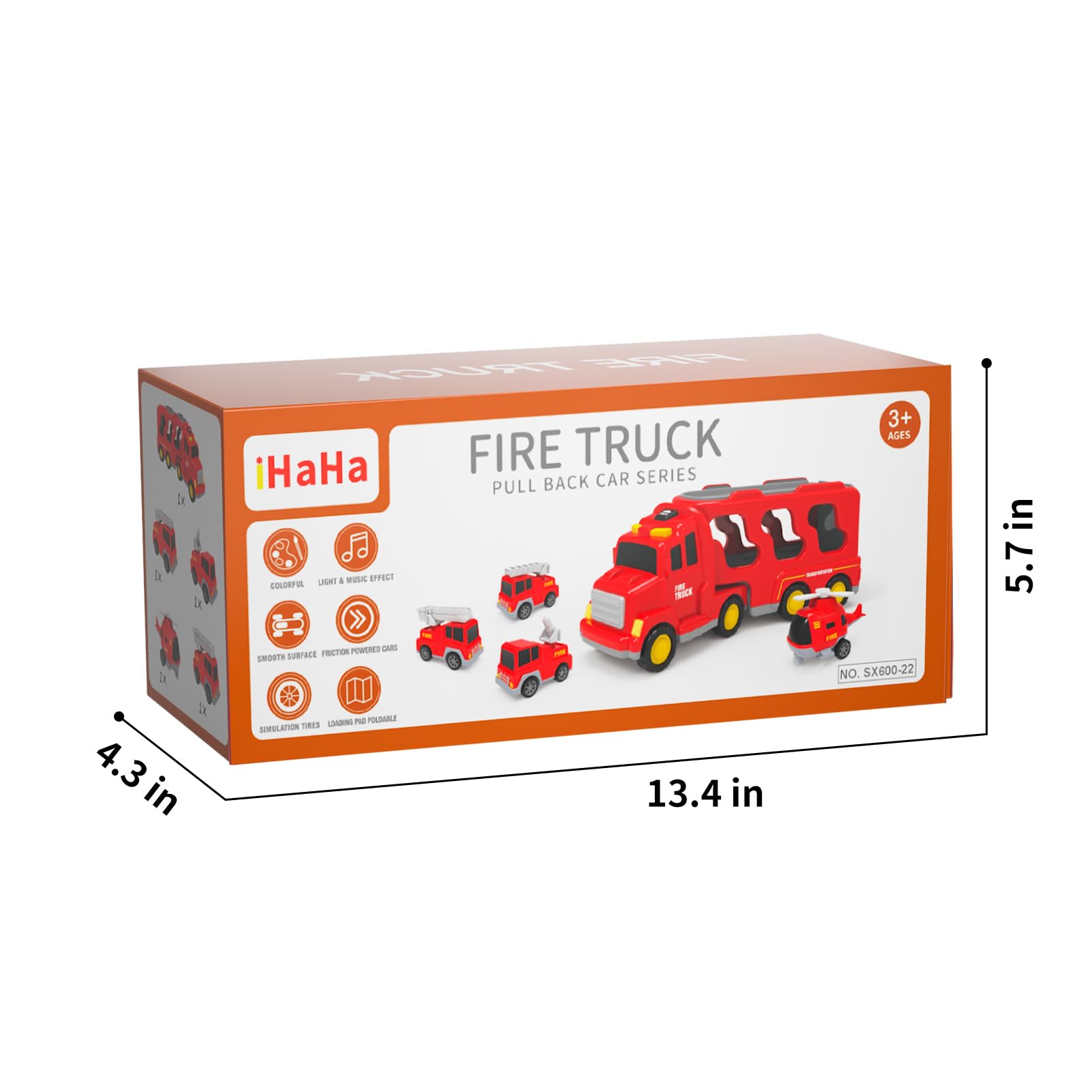 Camión De Bomberos 5 En 1 Con Luces Y Sonidos, Juguete De Transporte De Fricción Para Niños De 1 A 6 Años, Regalo Educativo De Cumpleaños Y Navidad