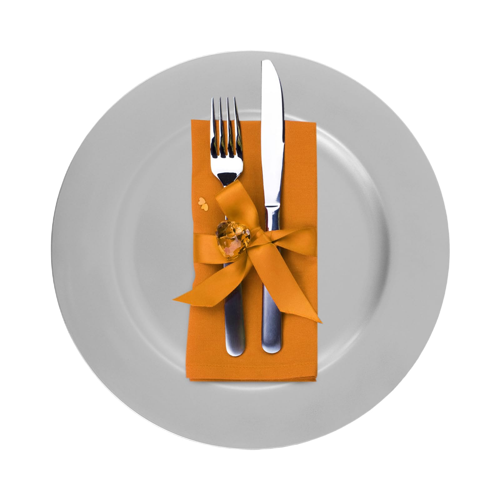 WsrrLun 100 PCS Silver Charger Plates Bulk, 13 Inch Reusable Round Charger Plate Set for Weddings Parties Events Restaurants Decor (Silver)