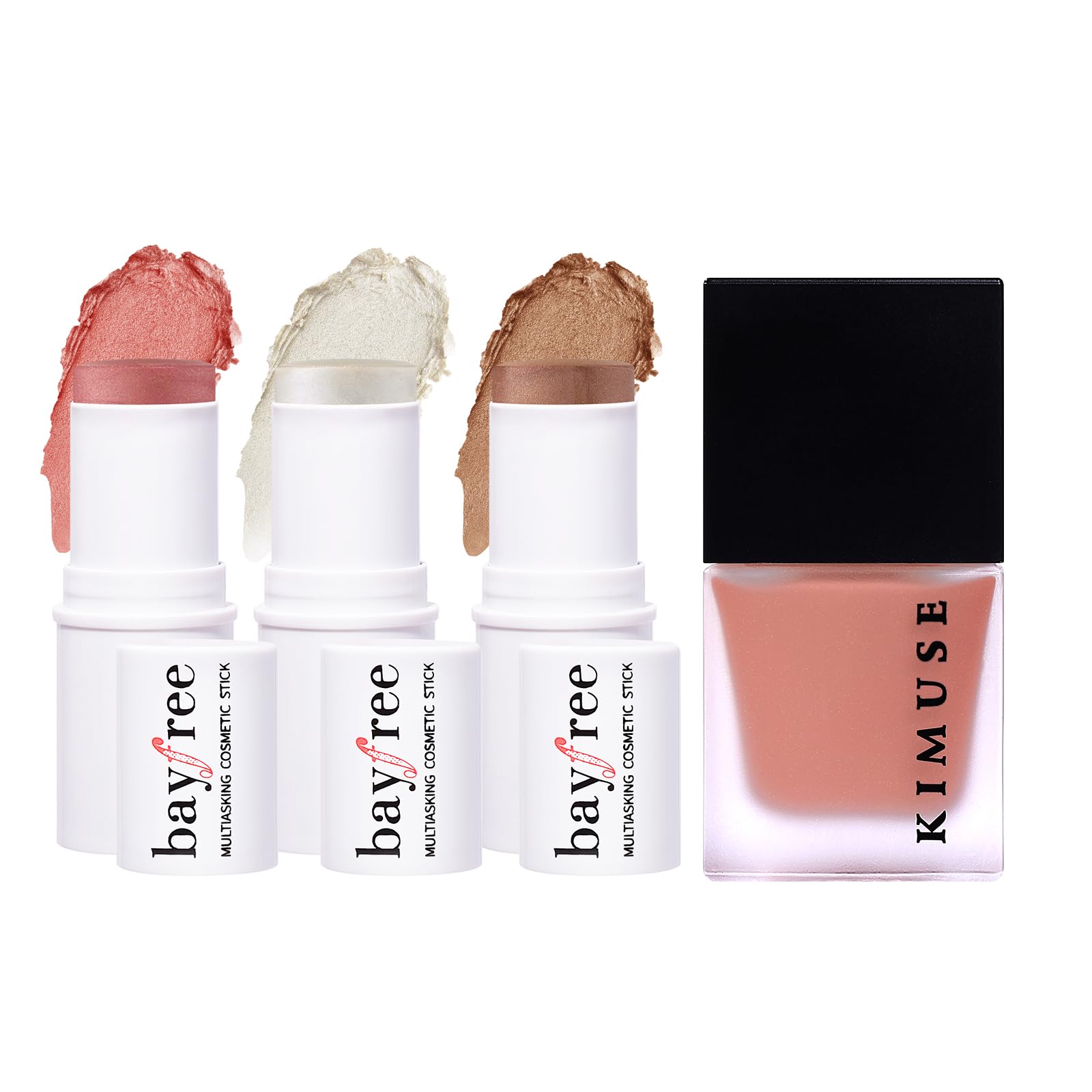 KIMUSE Multi Stick Trio Face Makeup & Lightweight Breathable Feel, Sheer Flush Of Color Liquid Blush Makeup