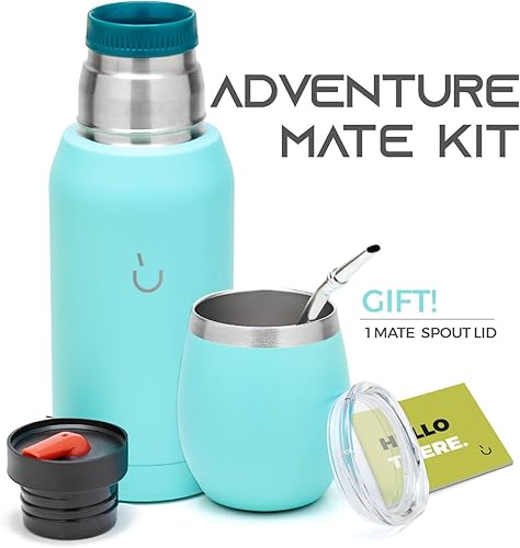 Miniatura 2 de BALIBETOV Kit de yerba mate  Incluye 1 taza de yerba mate, 1 pajilla Bombilla Mate y 1 Mate Termo con 2 tapones  La calabaza de yerba mate de acero