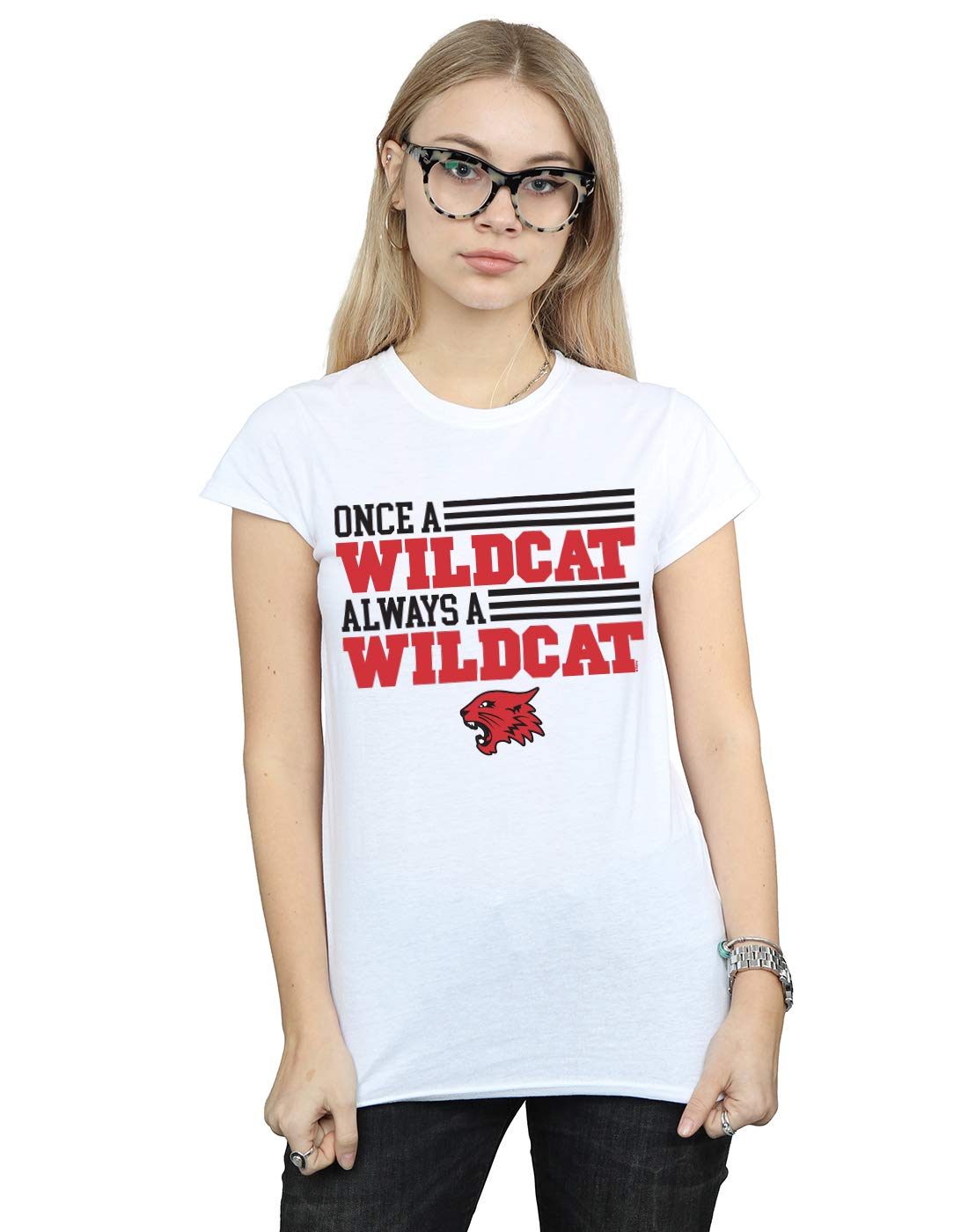 Absolute Cult Women's White Disney High School Musical The Musical Once A Wildcat T-Shirt Large