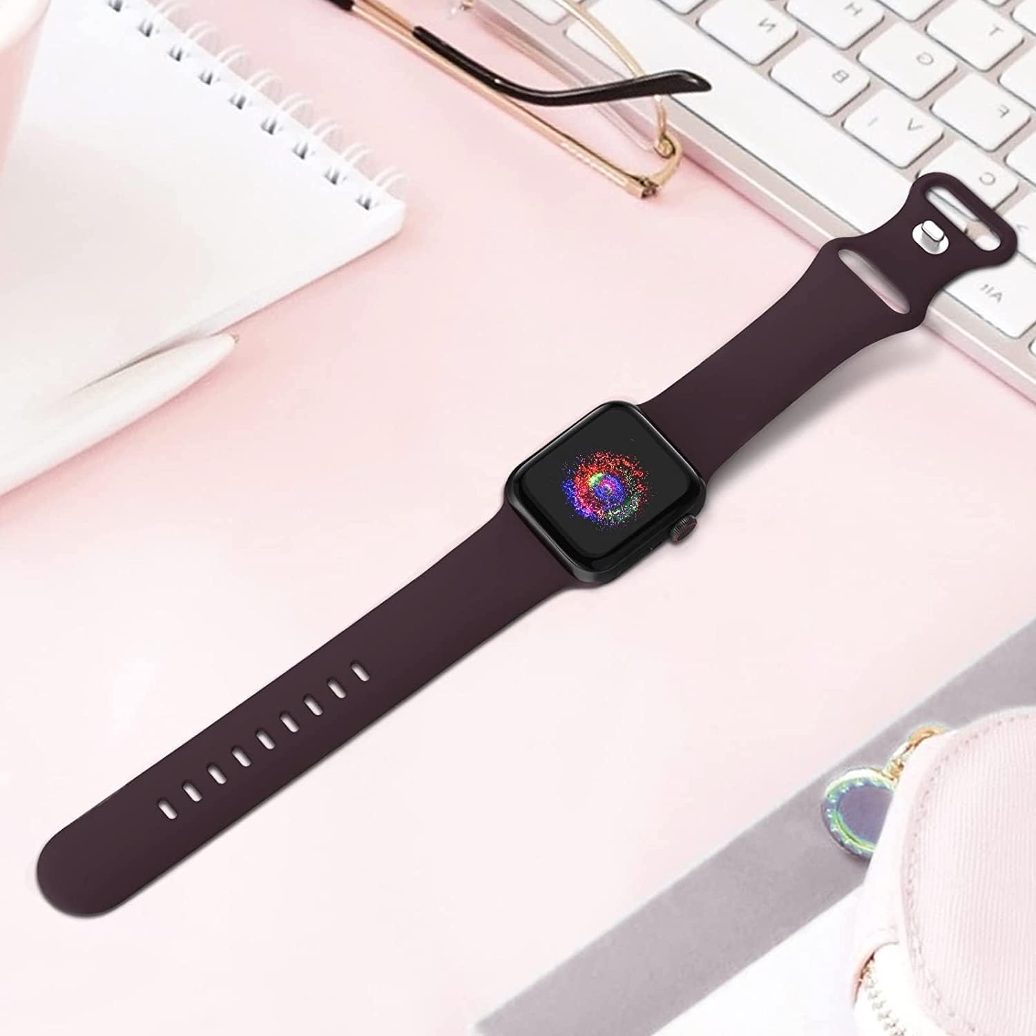 TreasureMax Sport Band Compatible with Apple Watch Bands 38mm 40mm 41mm 42/44mm 45/46mm 49mm Dark Cherry, Soft Silicone Strap Compatible for Apple Watch Ultra 3 Series 11 10 9 SE/SE2 8 7 6 5 4 3 Men Women image 2
