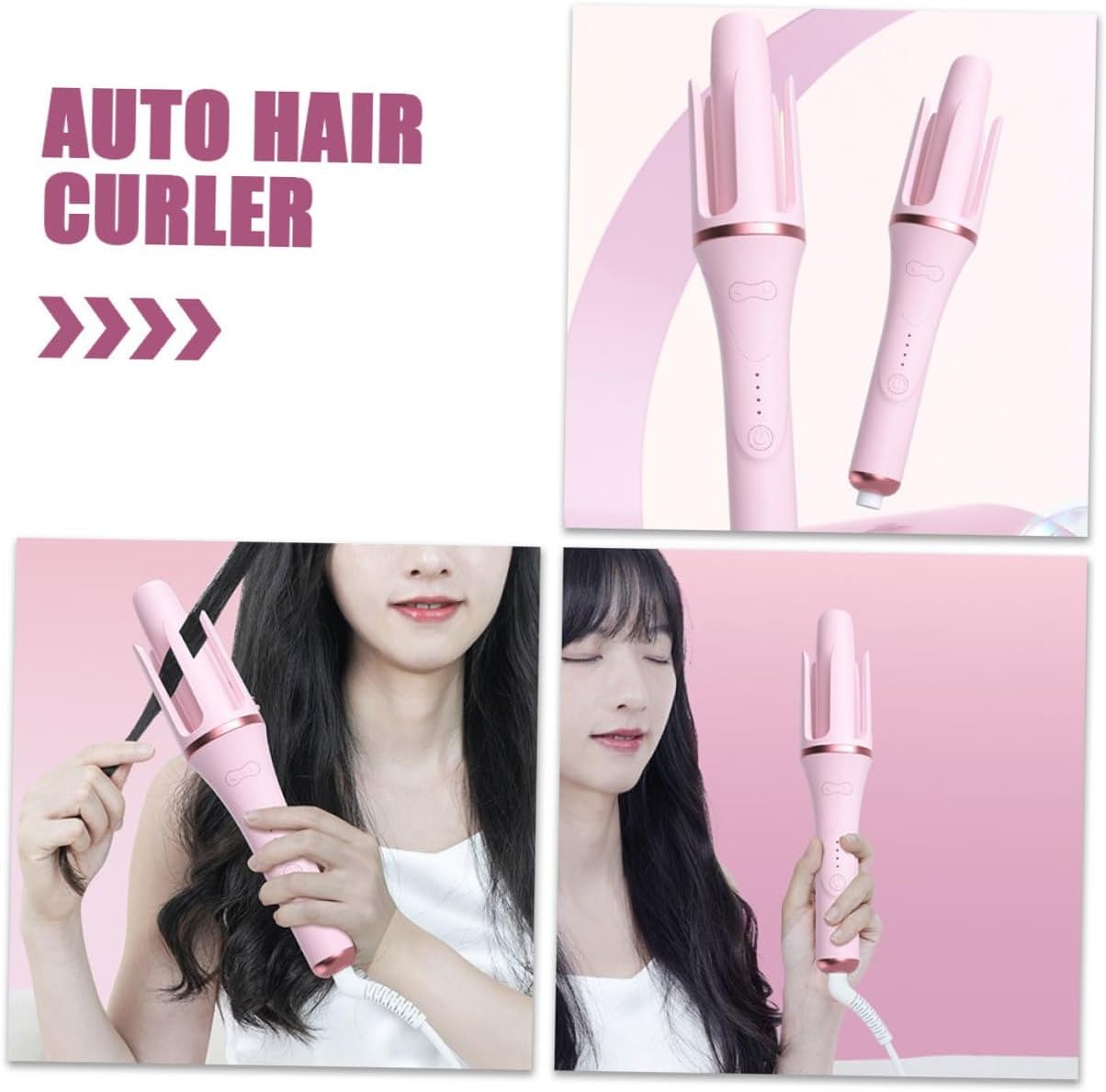 Automatic Curling Iron Wand for Salon Use Fast Heating Hair Curler with Wrap Design Suitable for Long Hair and Wet Dry Styling