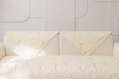 Miniatura 6 de Funda de sofá de granja de color sólido neutral, funda de sofá de algodón suave acolchada, fundas de sofá seccional antideslizante lavable,