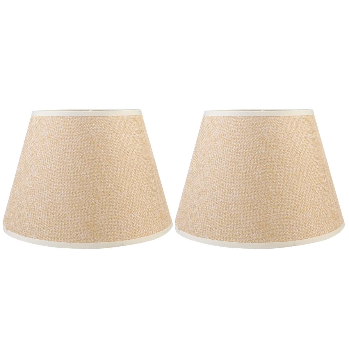 POPETPOP Pantalla de Lámpara E27 de Lino Beige para Mesa, Luz Suave y Hecha a Mano, Accesorio Natural y Cómodo para Escritorio o Mesita de Noche