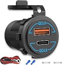 90W 12V USB Outlet, 60W QC 4.0 USB C & 30W QC3.0 USB A Car Charger Socket for Car Golf Cart Boat Marine Bus Truck RV Marine Motorcycle