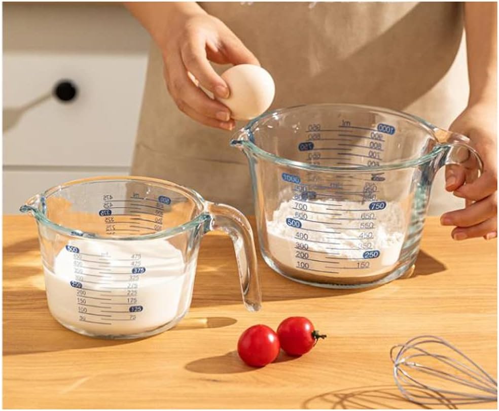 3pcs Glass Measuring Cups With Scale High Temperature Resistant Baking Tools High Borosilicate Food Grade Cups For Beating Egg Liquid