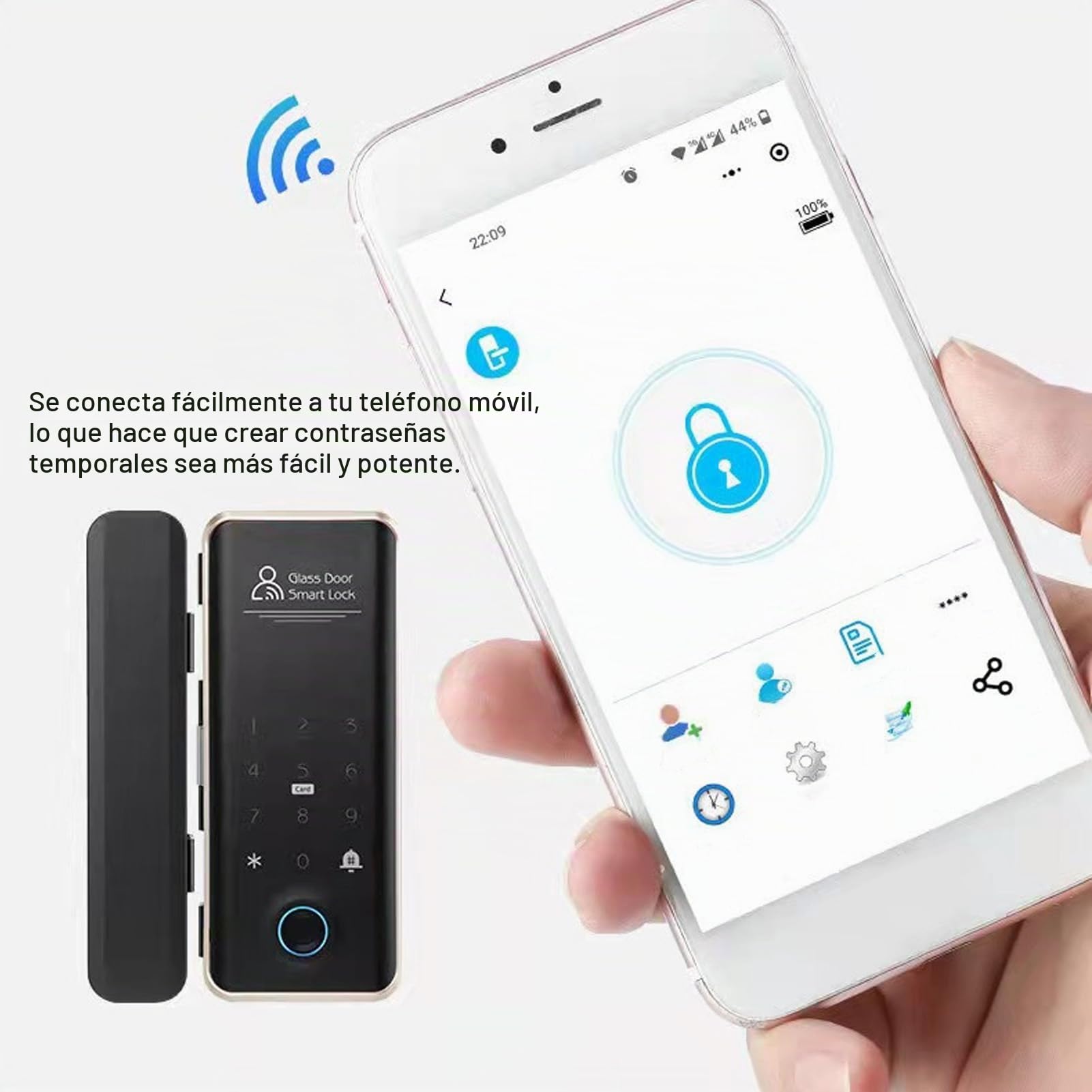 Control Remoto sin Marco Puerta Batiente Corrediza Digital Cerradura Inteligente para Puerta de Vidrio Cerradura Inteligente para Puerta Corredera Cerradura Inteligente para