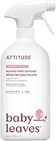 ATTITUDE Baby Laundry Stain Remover Spray - Unscented, 98% Natural Vegan Formula, Safe for Delicates & Cloth Diapers, 27.1 Fl Oz