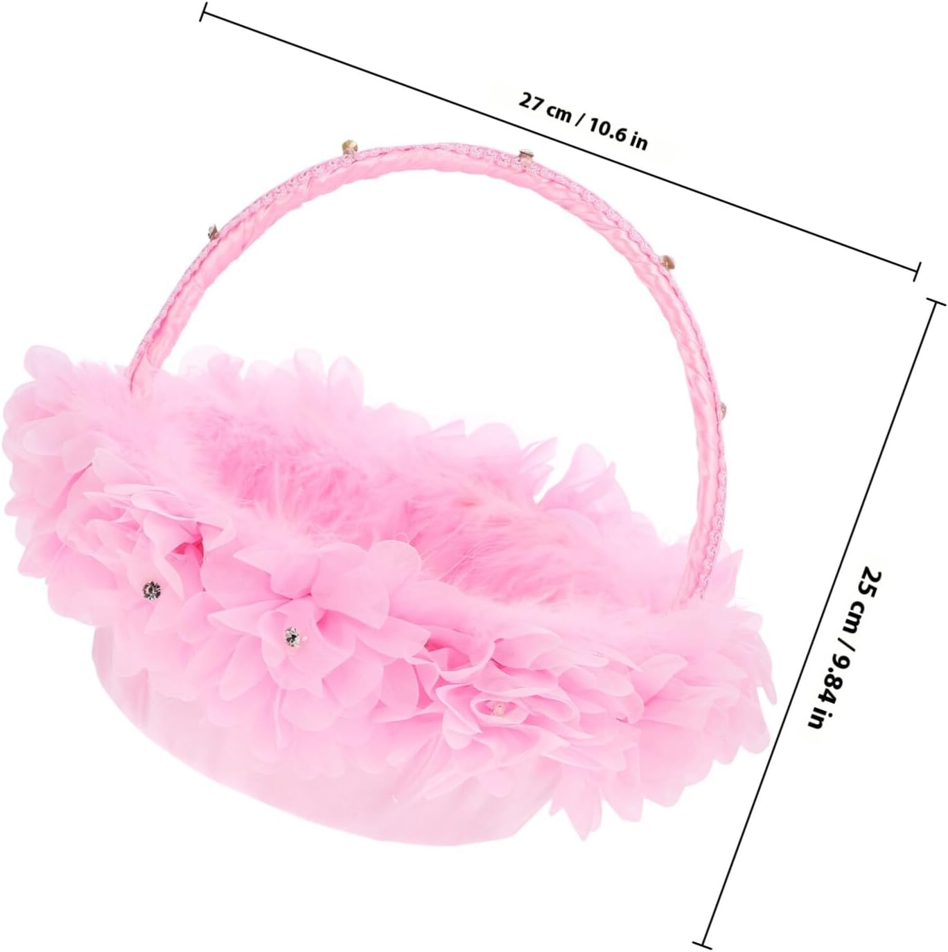 Tofficu Wedding Flower Basket for Flower, Pink Lace Imitation Material, Western Style Bridal Basket for Wedding Ceremony and Petal Scattering, Decorative Event Party Supplies