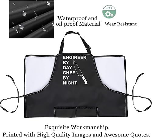 Miniatura 4 de PXTIDY Divertido ingeniero regalo delantal de cocina amante de la cocina regalo ingeniero por día chef por noche cocinero