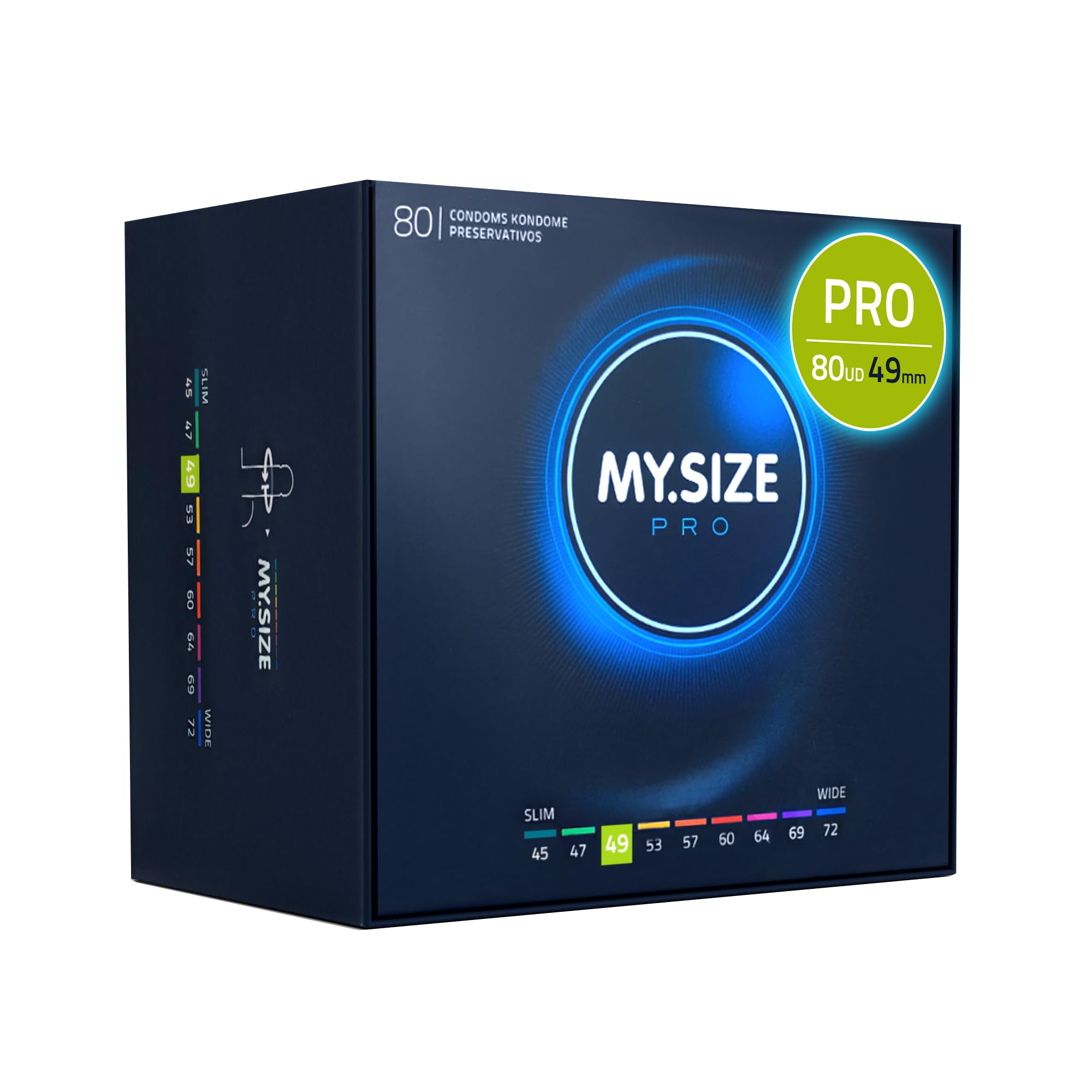 MY.​SIZE PRO Condones ÉLITE, talla 2, 49 mm, 80 piezas - Látex Vytex extra puro, fácil de abrir