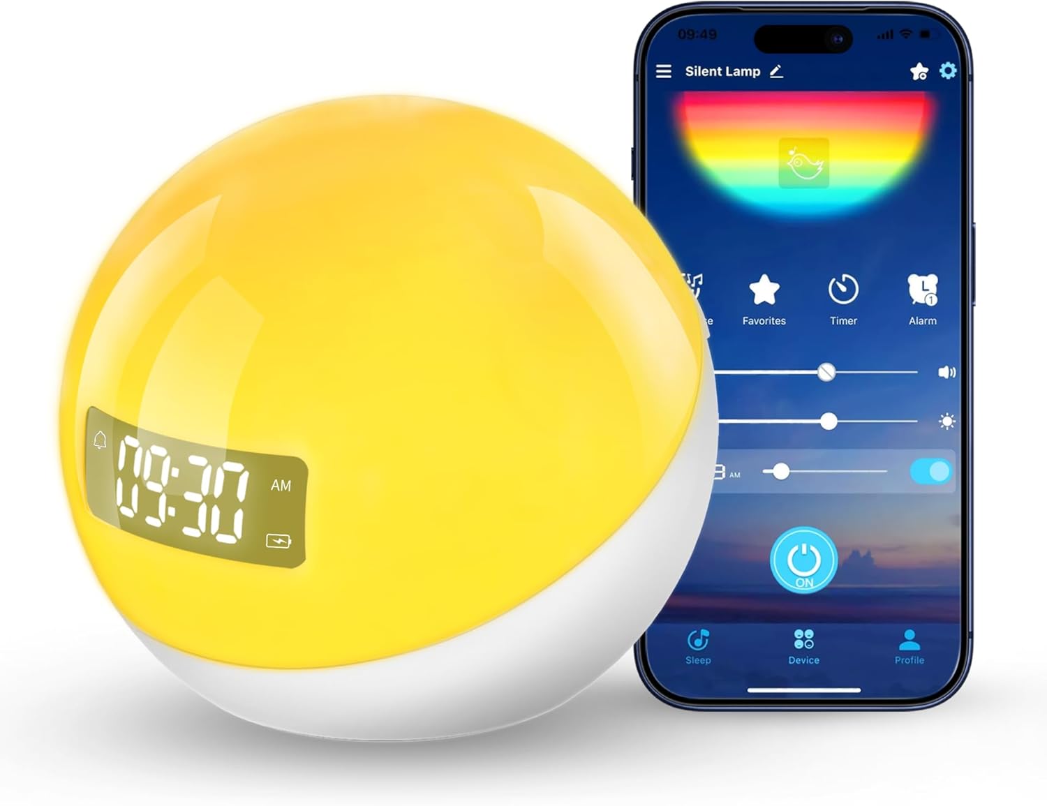 White Noise Machine with Sunrise Alarm Clock, 44 Non-Looping Soothing Sound Machine for Sleep, 10-Color Night Light with App & Timer, Noise Machines Gifts for Kids Baby Adults Home Office Travel