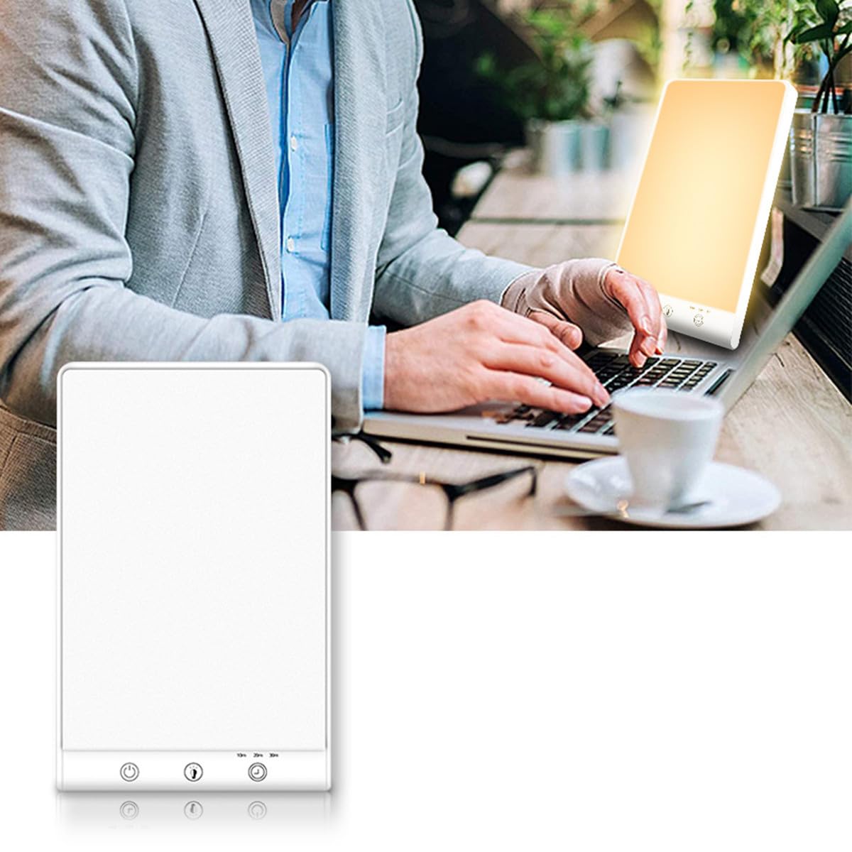 Lampe de photothérapie SAD à intensité variable pour photothérapie - Lumière d'ambiance LED - Lumière du soleil bionique - Soulevez l'humeur triste avec minuterie tactile USB