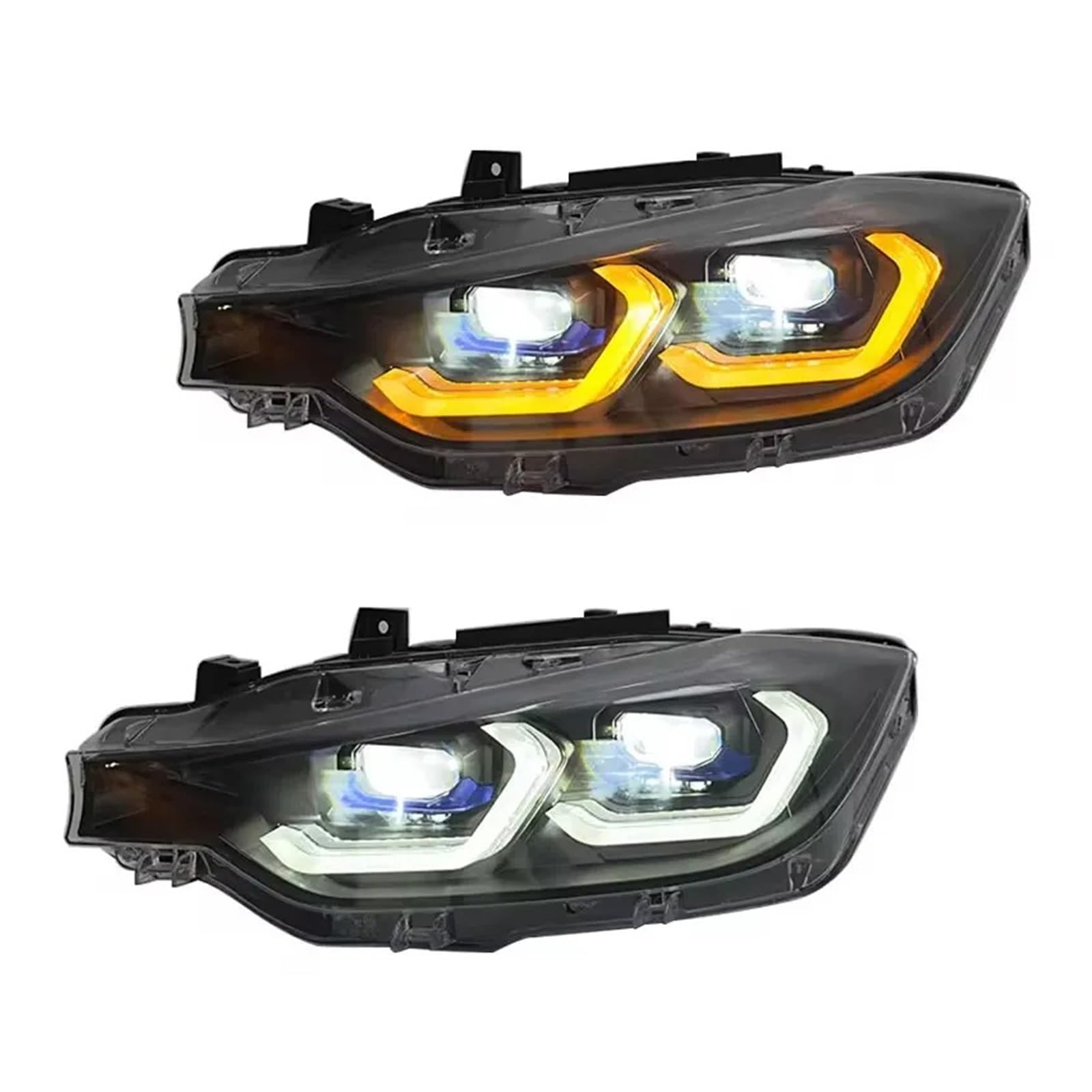 1 Coppia di fari Anteriori per BMW Serie 3 F30 F35 320i 328i 335i 2013-2018, luci diurne a LED (DRL) Ambra con indicatori di direzione, Accessori per Auto (Sostituzione di 2 fari).