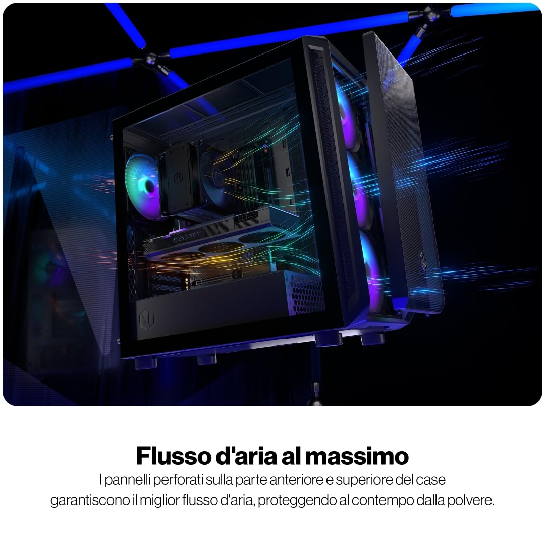 ENDORFY Arx 700 ARGB, case ATX spazioso, 4x ventole ARGB da 140 mm incluse, elevata compatibilità con molti componenti | EY2A013
