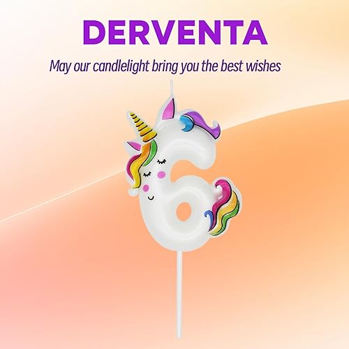 Miniatura 2 de DERVENTA Juego de velas de cumpleaños con número de unicornio y unicornio (número de unicornio, 6)