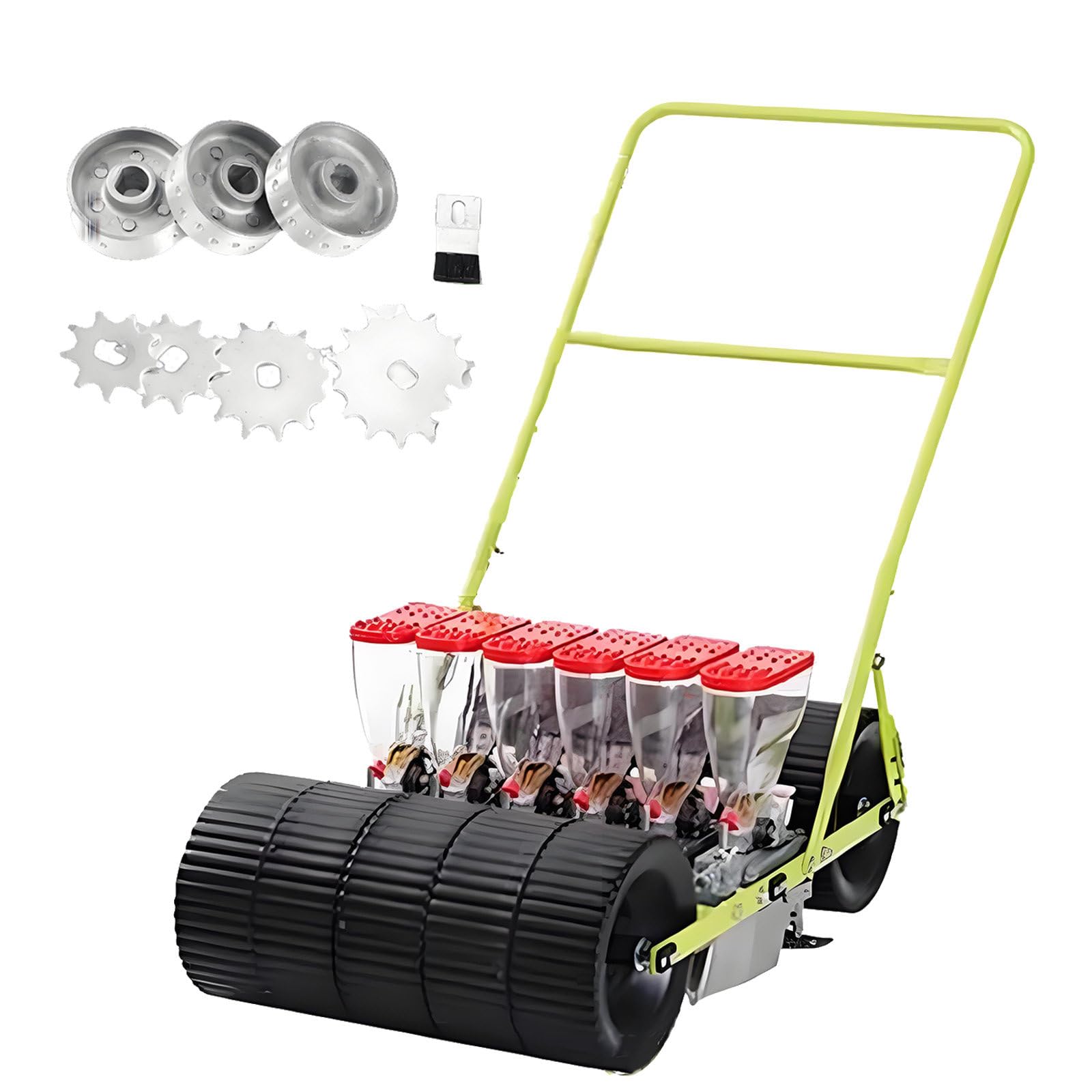 SICWEDIM Garden Corn Soybean Seeder, Hand-Pushed Vegetable Planter, Agricultural Seeder for Flower and Vegetable Seeds (2–10mm), Adjustable Row Spacing, Plant Spacing (6Rows)