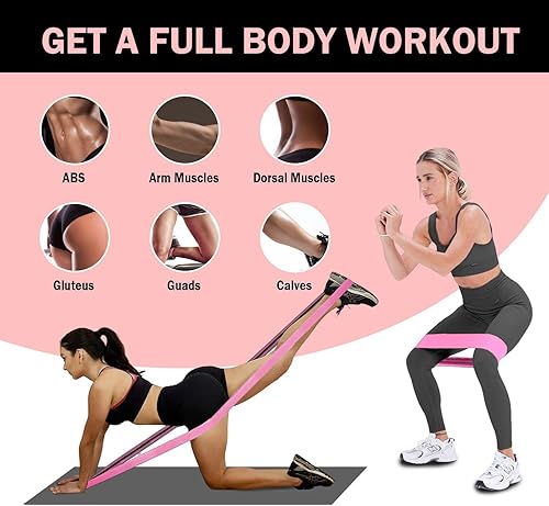 Miniatura 4 de Fabric Resistance Bands for Working Out, 3 Level Non-Slip Booty Bands for Women and Men, Loop Exercise Bands Set for Leg and Glutes, Hip Elastic
