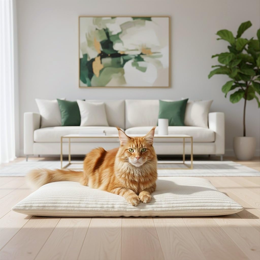 PRASKA Alfombra para gatos, para perros grandes y pequeños, rectangular, 60 x 40 cm, cama para gatos hechos a mano, de alta calidad, cojín para gatos, gris claro, cama para gatos