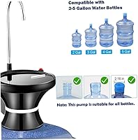 Vista 4 de Dispensador de agua potable, bomba eléctrica automática para botellas de agua potable de 1 a 5 galones, recargable por USB con control de 2