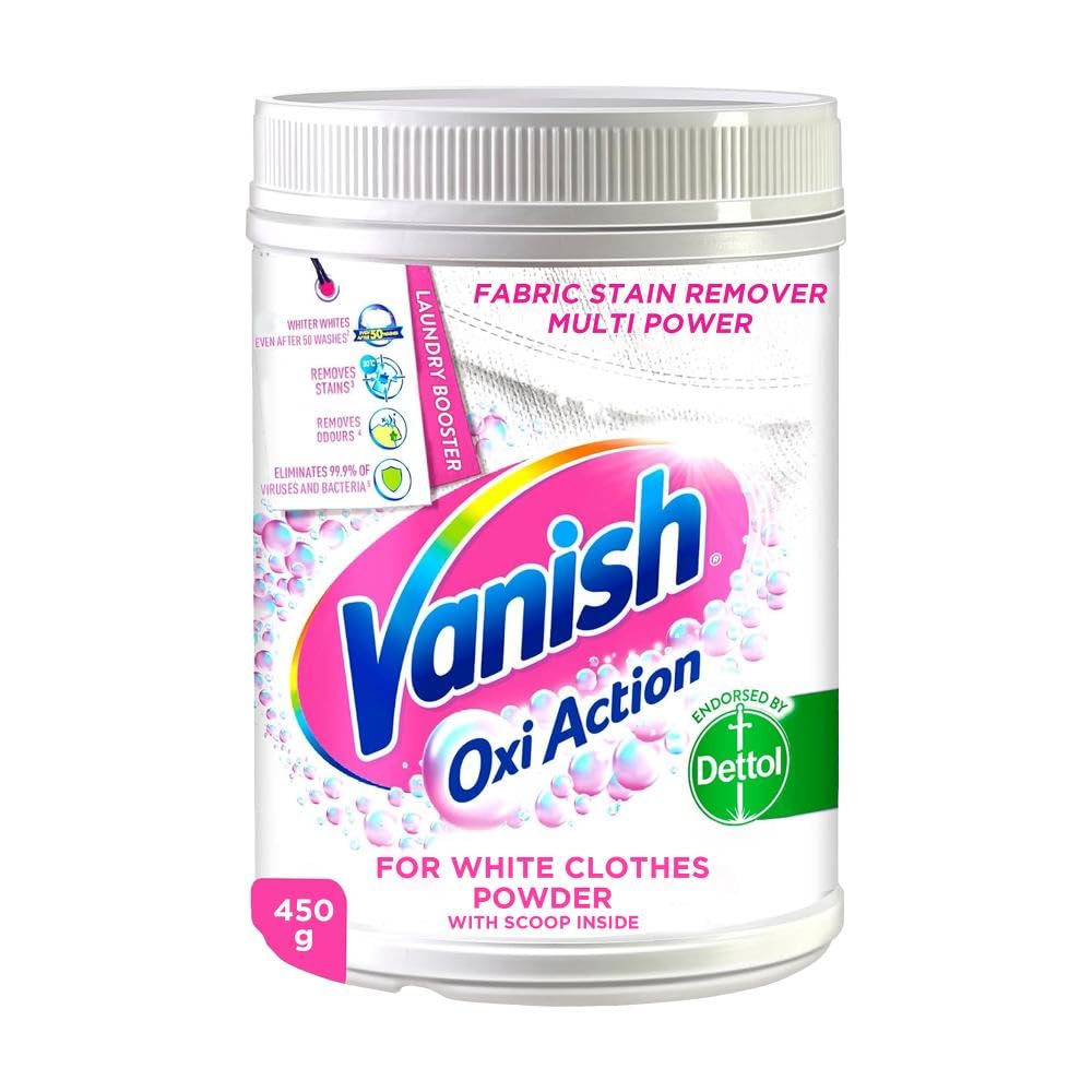 Fabric Oxi Action Stain Remover Powder 450g White Clothes