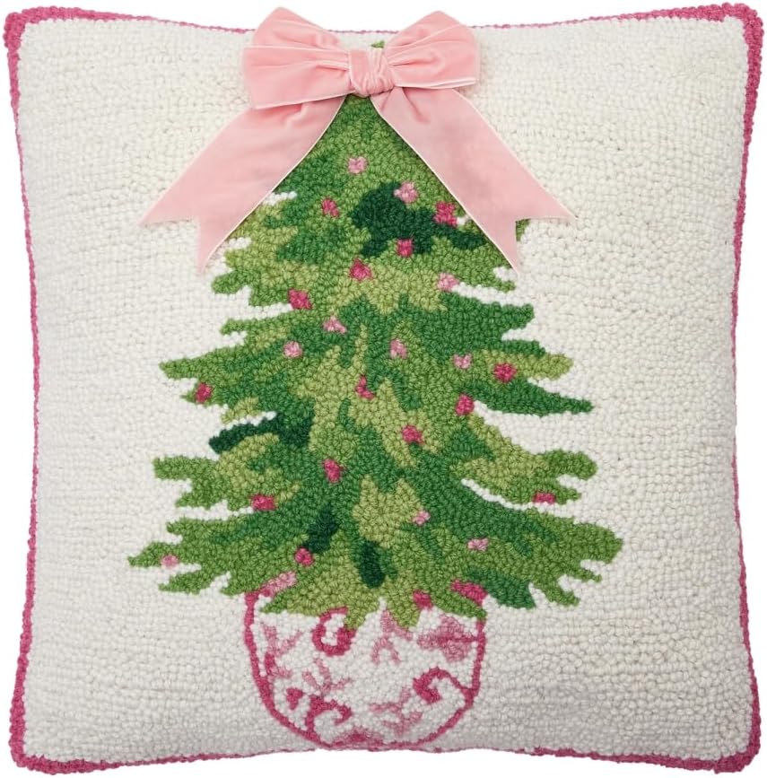 Peking Handicraft Chinoiserie Ribbon Tree Hook Pillow, 16-Inch, Multicolor