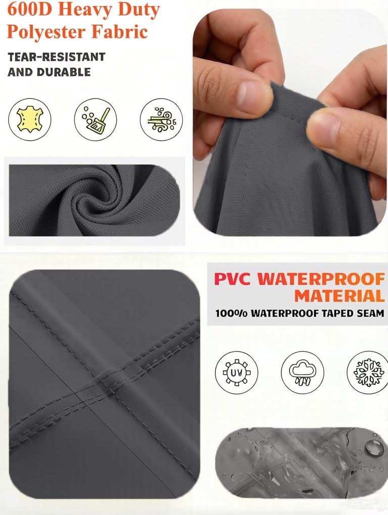 600D Heavy Duty Waterproof Patio Fire Pit Cover UV Resistant Square Outdoor Firepit Covers 32" Wx 32" D x 24" H Dark Grey