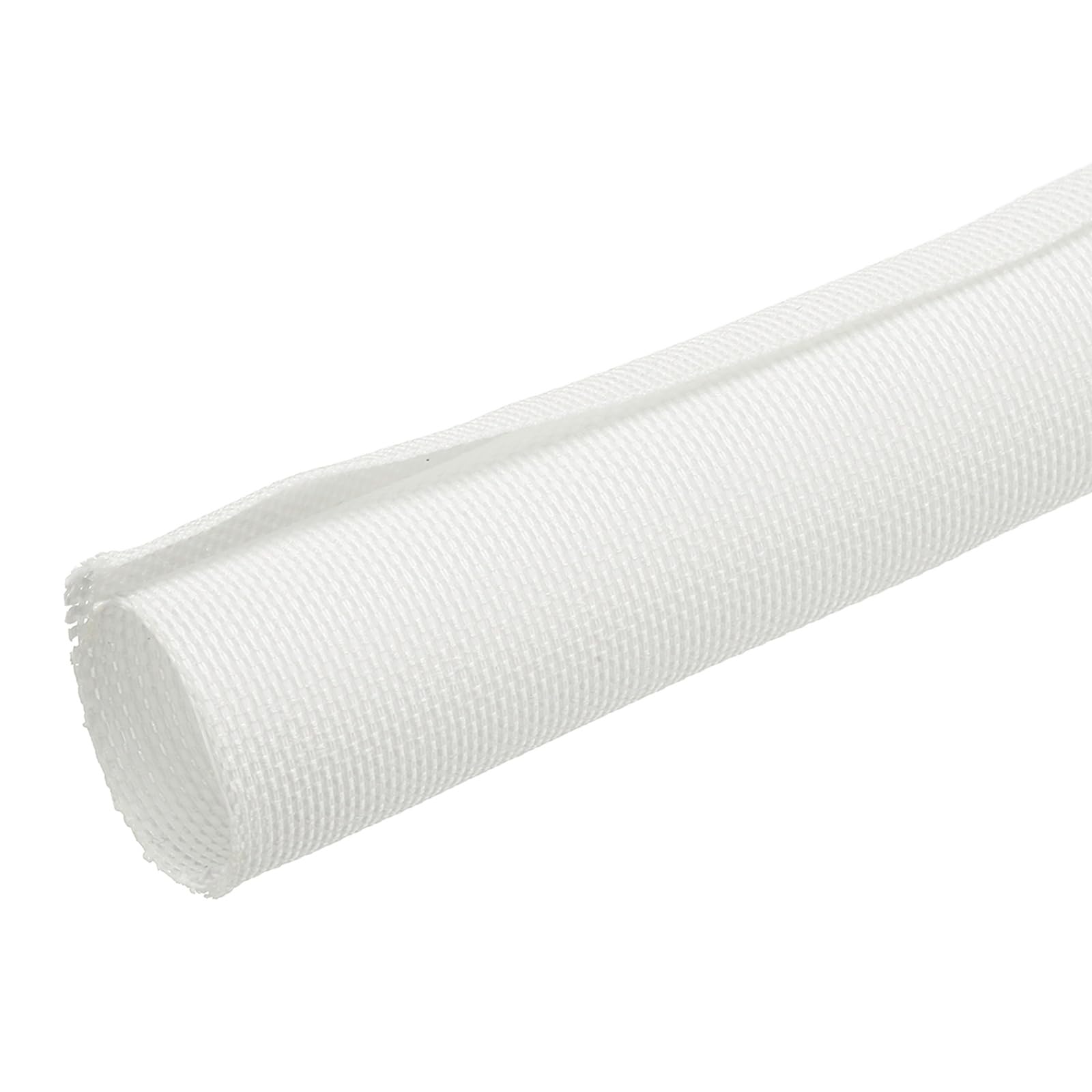 sourcing map Braided Wire Loom, 10ft(3 m) - 3/4"(19mm) Wire Split Braided Cable Management Sleeve Automotive Woven Mesh Split Loom Tubing for Multi-Cable Management, White