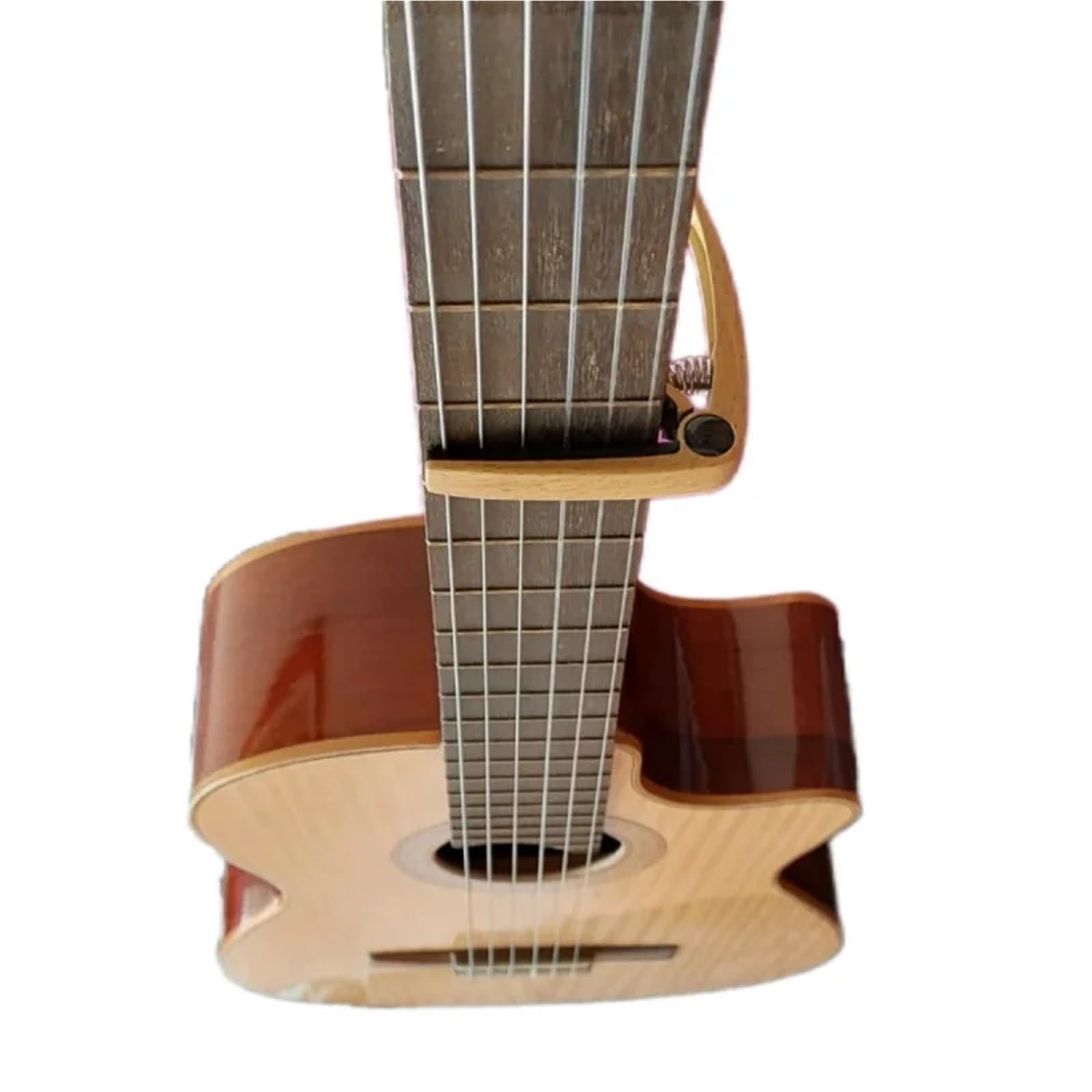 Cejilla para guitarra Cejilla de guitarra metal, 1 pieza, aleación aluminio, afinador, abrazadera, cejilla profesional(Light wood color)