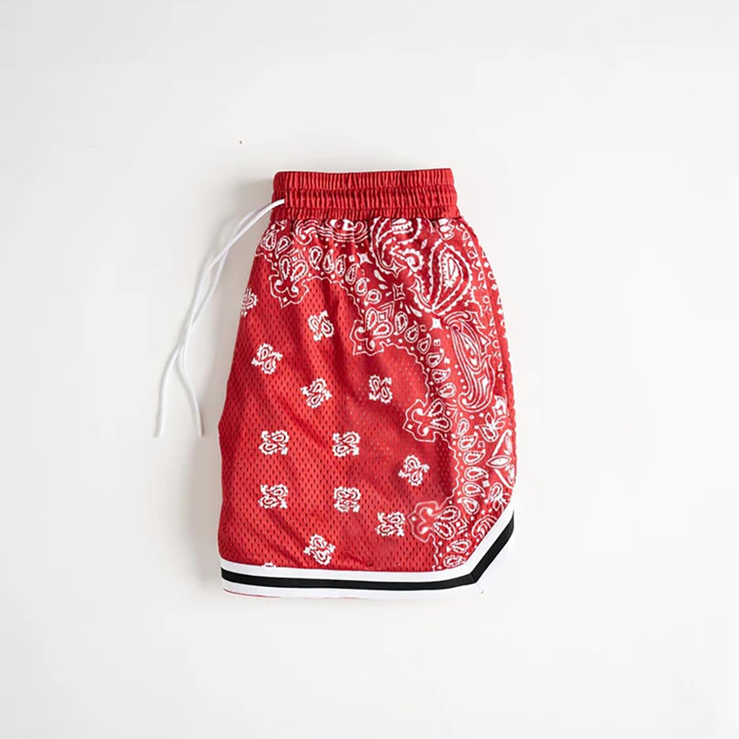BOOMLEMON Men's Retro Paisley Shorts Mesh Print Casual Beach Shorts Athletic Gym Workout Running Short Pants