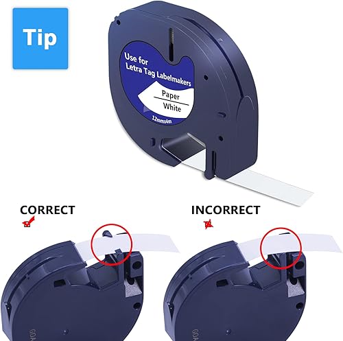 Miniatura 8 de Hehua 91330 10697 Recambio de cinta para etiquetadora, 10 unidades, compatible con recambios Dymo de 0.472 in x 13.1 ft 12 x 13 papel negro sobre