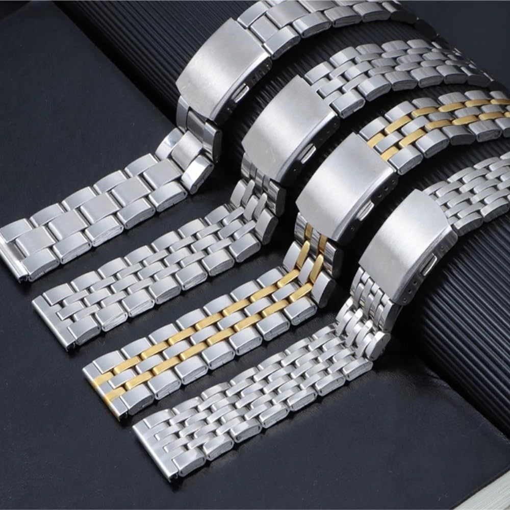 STACTES des STRACTES Bande d'acier INOXEUX 18 mm 20 mm 22 mm Bracelet Métal Universal Boucle Pliante Menles Femmes Strap Accessoires