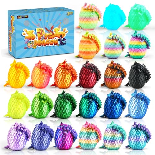 Cybermaker 24PCS 3D Printed Dragon Eggs with Dragons Inside, Articulated Fidget Toys Set, 3D Dragon Figurines for Kids Goodie Bag Stuffers, Classroom Prizes, Birthday Party Favors, Collectible Gifts by Cybermaker - Used condition - US$28.98