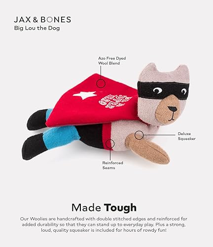 Miniatura 3 de Jax & Bones Juguetes chirriantes para perros, juguete chirriante de lana resistente de 11 pulgadas para perros, costuras reforzadas para
