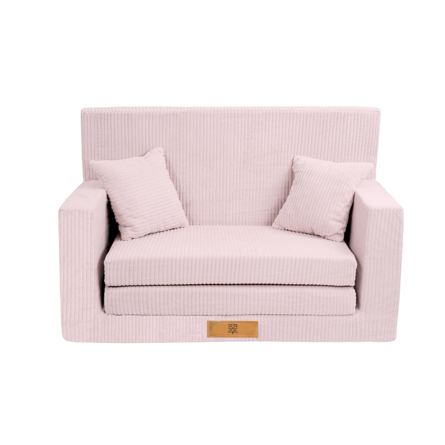 Flumi Personalisierte Kindercouch Kinder Sessel Baby Sofa Mini Schlafsofa Spielsofa Kinderzimmer Schlafsessel Bettfunktion Kindermöbel 92x40x60 Mikrofaser mit Gravur KINDERNAME (Kord Rosa)