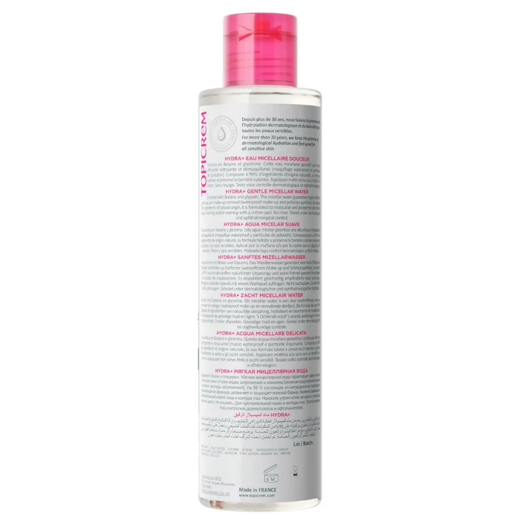 Topicrem - Eau Micellaire Douceur Hydra+ - Nettoie et démaquille, Peaux et yeux sensibles, Fabrication Française - 200 ml