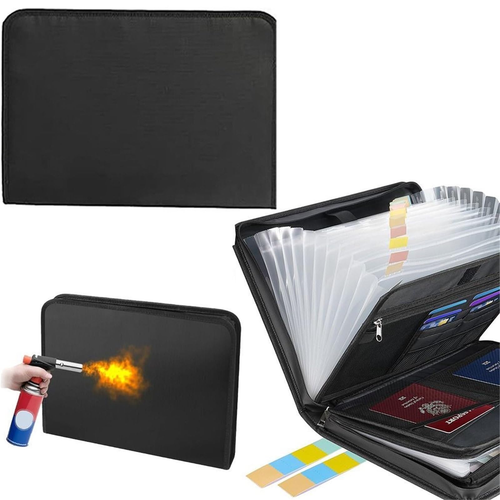 Carpeta De Archivos Expandible Incombustible Cremallera Impermeable Para Escritorio