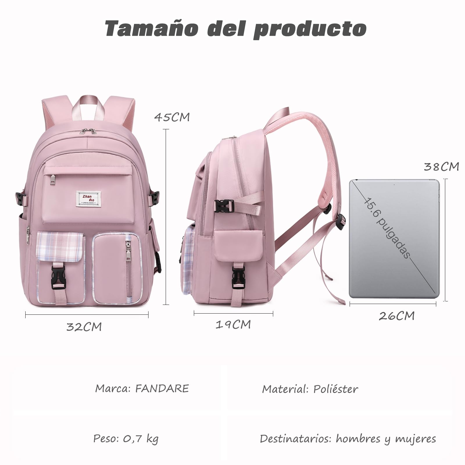 FANDARE Mochilas Tipo Casual Mochilas Escolares para Portatil 15.6 Pulgadas Chico Niñas Bolsas Escolares Mochila Universidad Daypacks Adolescentes Viaje Impermeable Poliéster