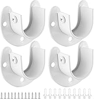 Vista 11 de Paquete de 2 soportes de acero inoxidable para barra de armario, soporte de armario de 1 pulgada, soporte de barra de brida, en forma de U