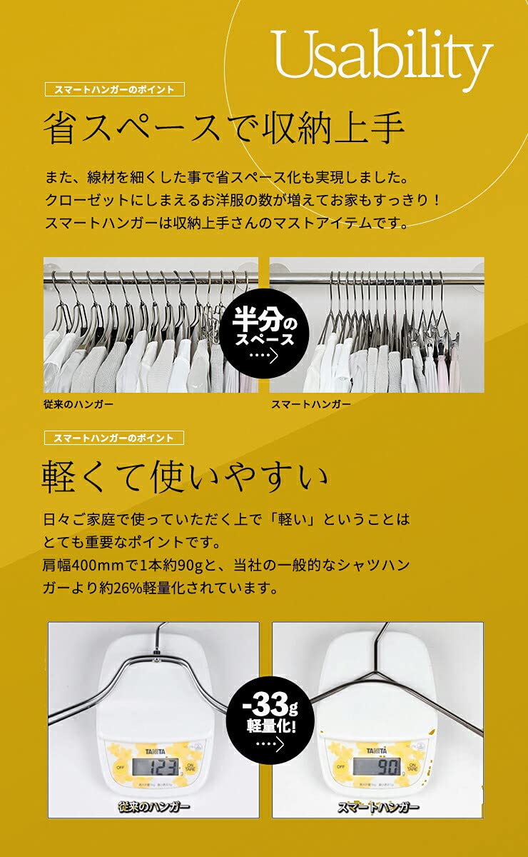Amazon.co.jp: タヤ ハンガー シャツ ニット キャミソール用 スマート