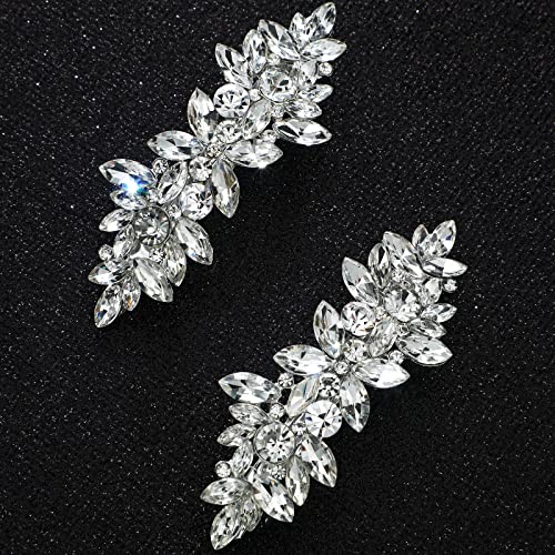 4 Pcs Wedding Hair Clips Bride Hair Barrettes Rhinestone Crystal Hair Pins Silver Leaf Hair Accessories For Bride Women Girls (Silver) #TOP6