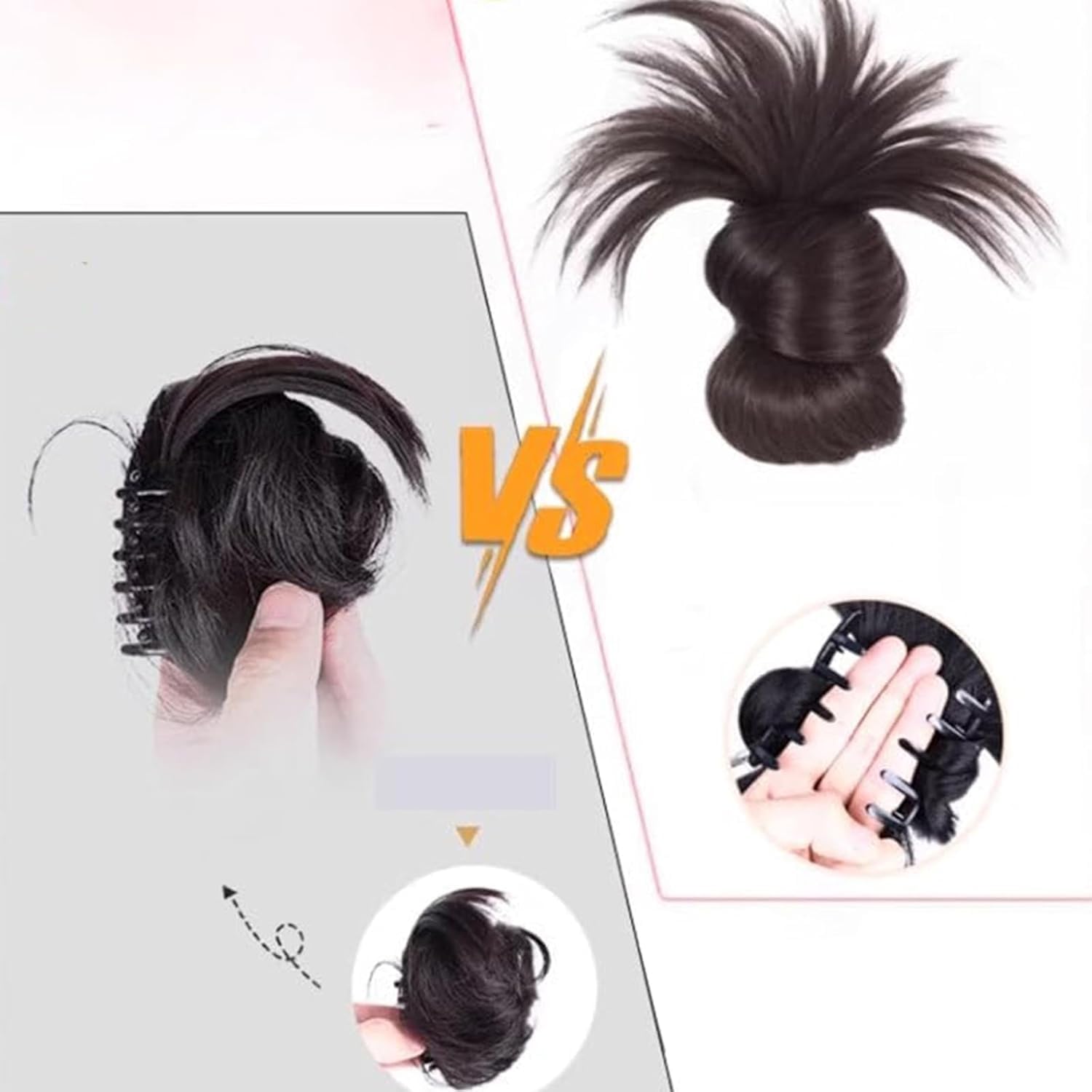 Clip-On Feathered Bun Hair Pieces 2pcs Set Amazon.com : Clip-On Feathered Bun Wig, Messy Bun Hair Piece  main image 3