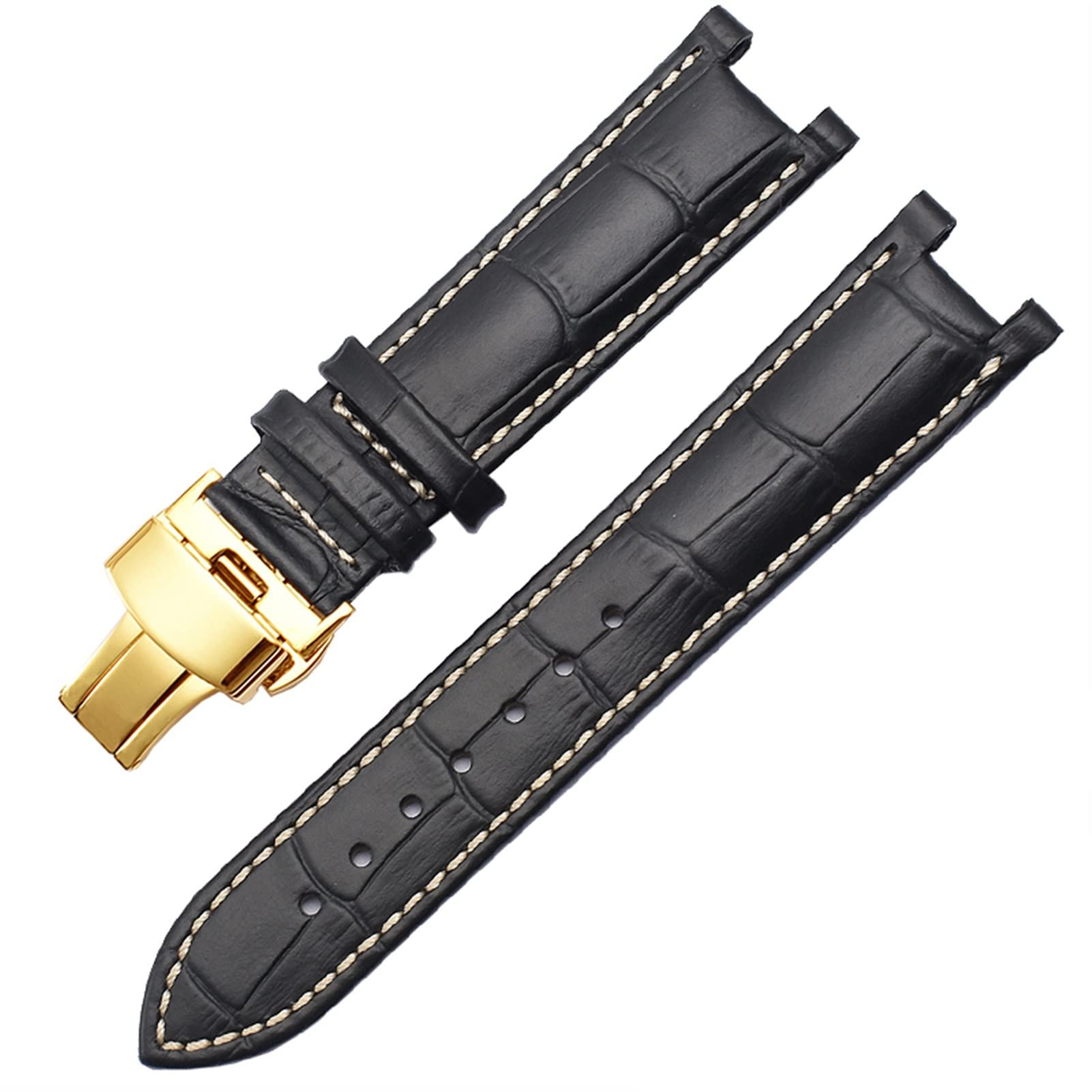 FFHAO Genuine Leather Watchband For GC 22 * 13mm 20 * 11mm Notched Strap Withstainless Steel Butterfly Buckle Men And Women Watch Belt